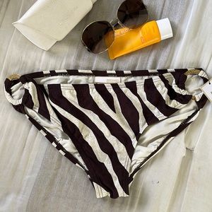 Michael Kors Bikini Bottom with Gold Tone Logo Ring Detail